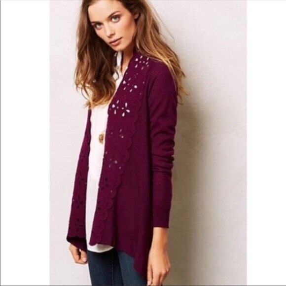 Sleeping On Snow Felted Wool Cardigan Sz S Jewel Tone Purple Open Front - Picture 1 of 8